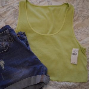 NEON GREEN CROP TANK